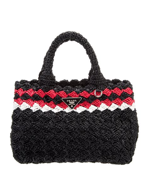 giardiniera prada|PRADA Raffia Crochet Giardiniera Tote Black .